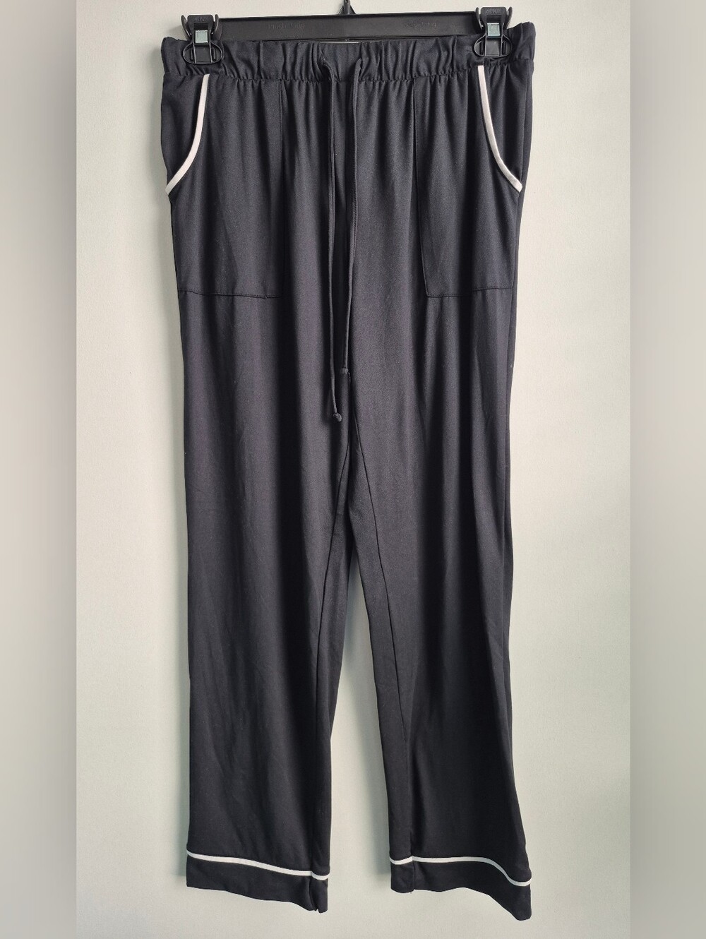 Lucky Brand Women's Lounge Pants-Black With White Piping-Size M